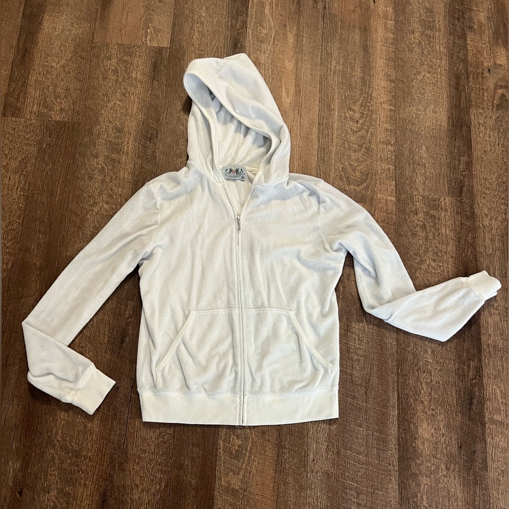 Juicy Couture White Terry Zip Up Hoodie